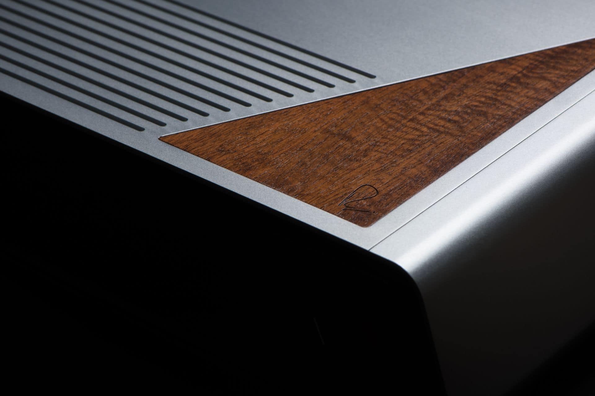 Close up of the Rupert Neve Design DAC top wood insert