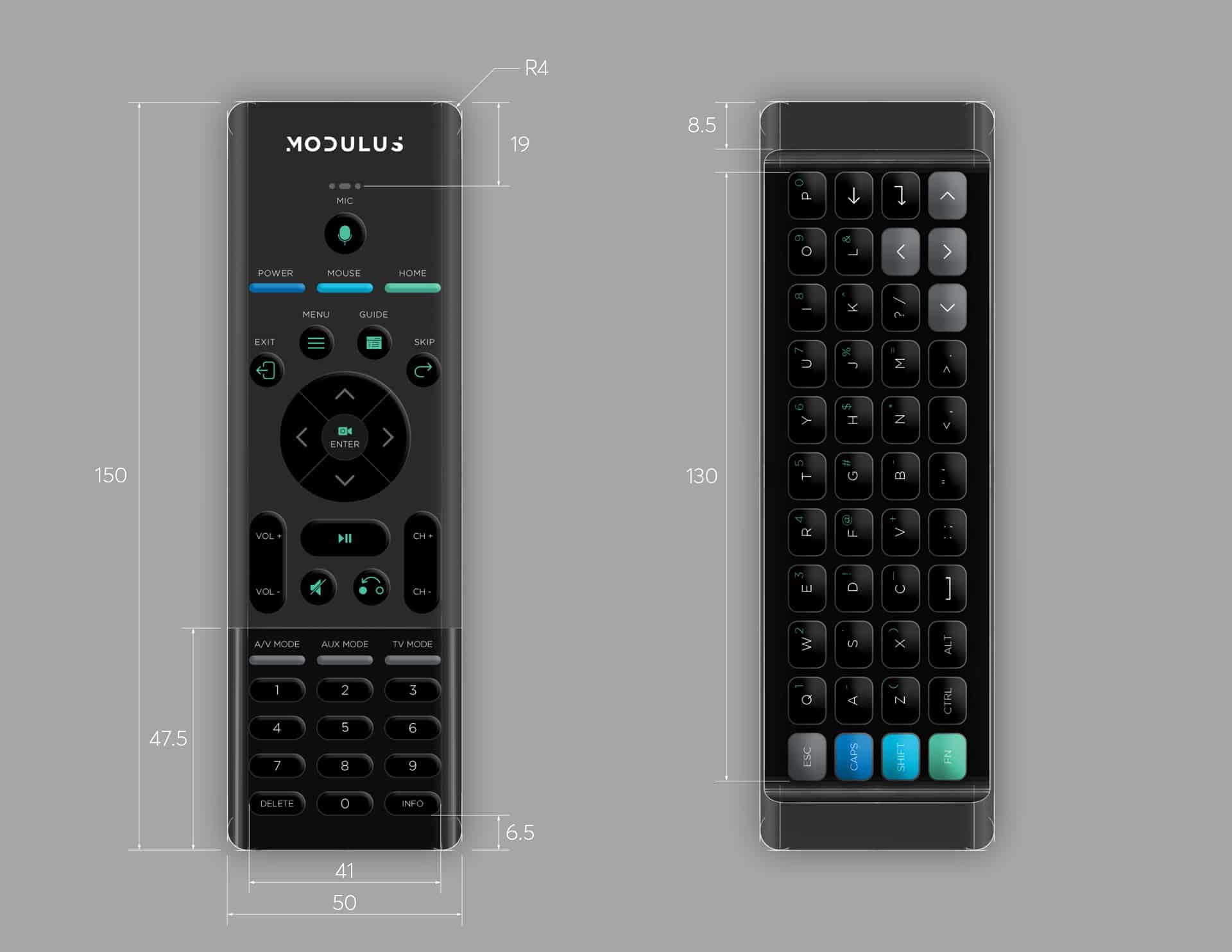 ID rendering of Modulus Media Systems remote