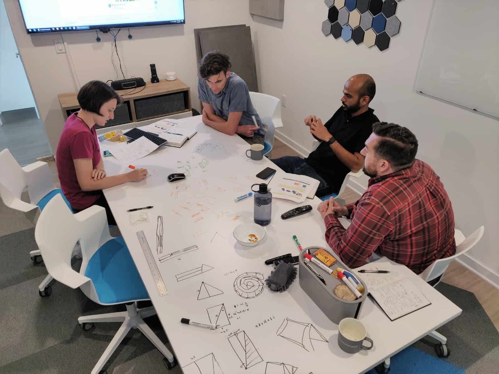 The Produktworks team during a brainstorming session